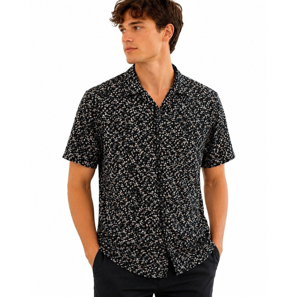 Cactus Man Floral Vacation Resort Hawaiian Vacation Button Up Shirt Mens Large